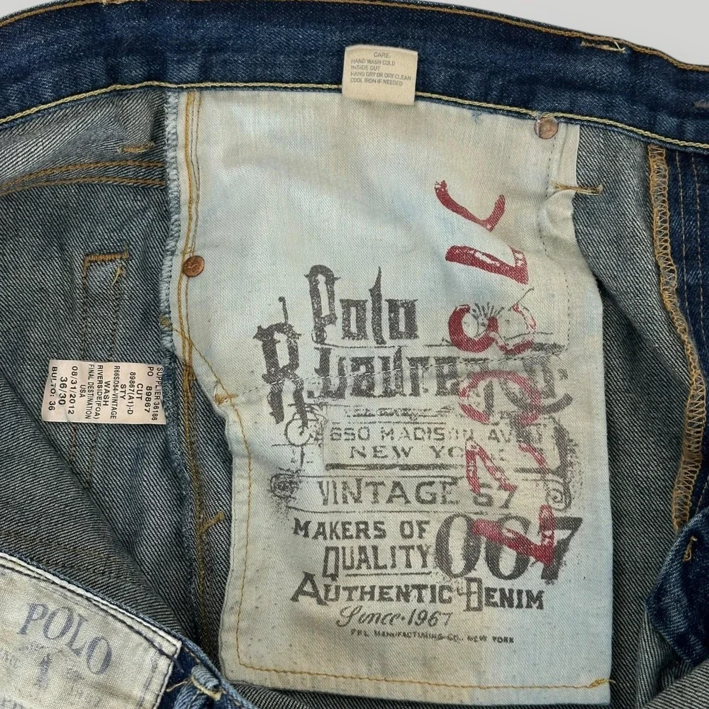 Polo Ralph Lauren‎ 067 Jeans Mens 40x30 Blue Vintage Straight Authentic Denim